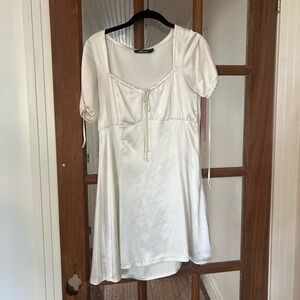 Motel Rocks Satin Cream Dress with Tie Detail (S)